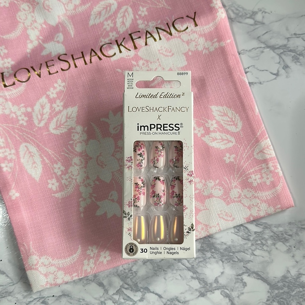 NEW LoveShackFancy x IMPRESS Press-On Manicure Rosie Peach Sky
